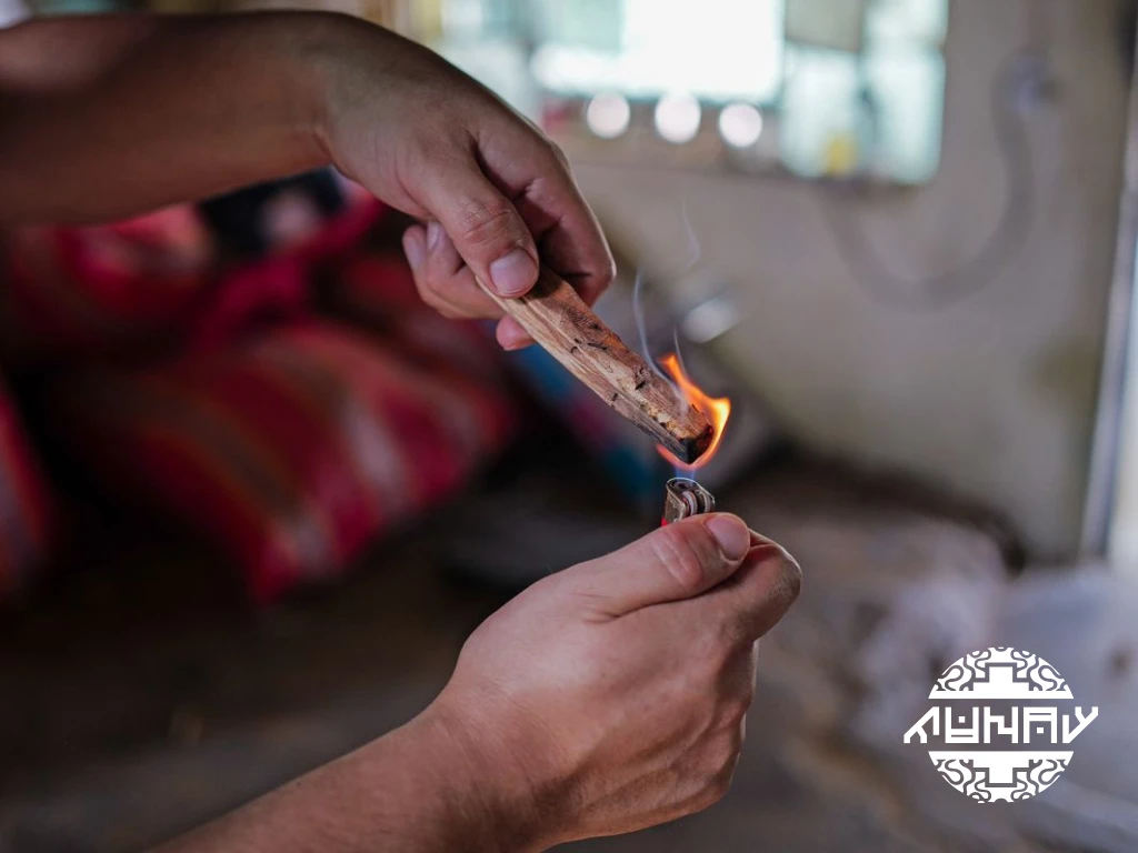 Person burning palo santo