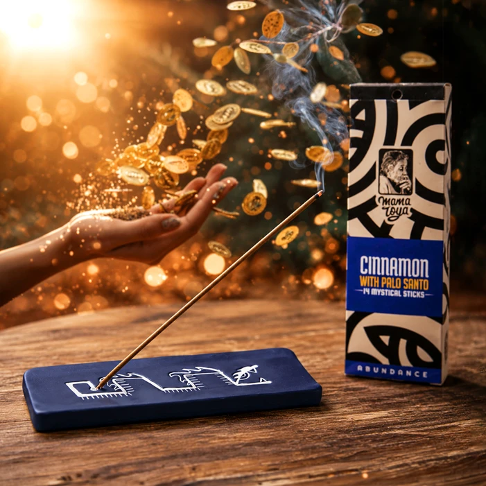 Cinnamon with Palo Santo incense stick creating a warm abundance-inspired ambience